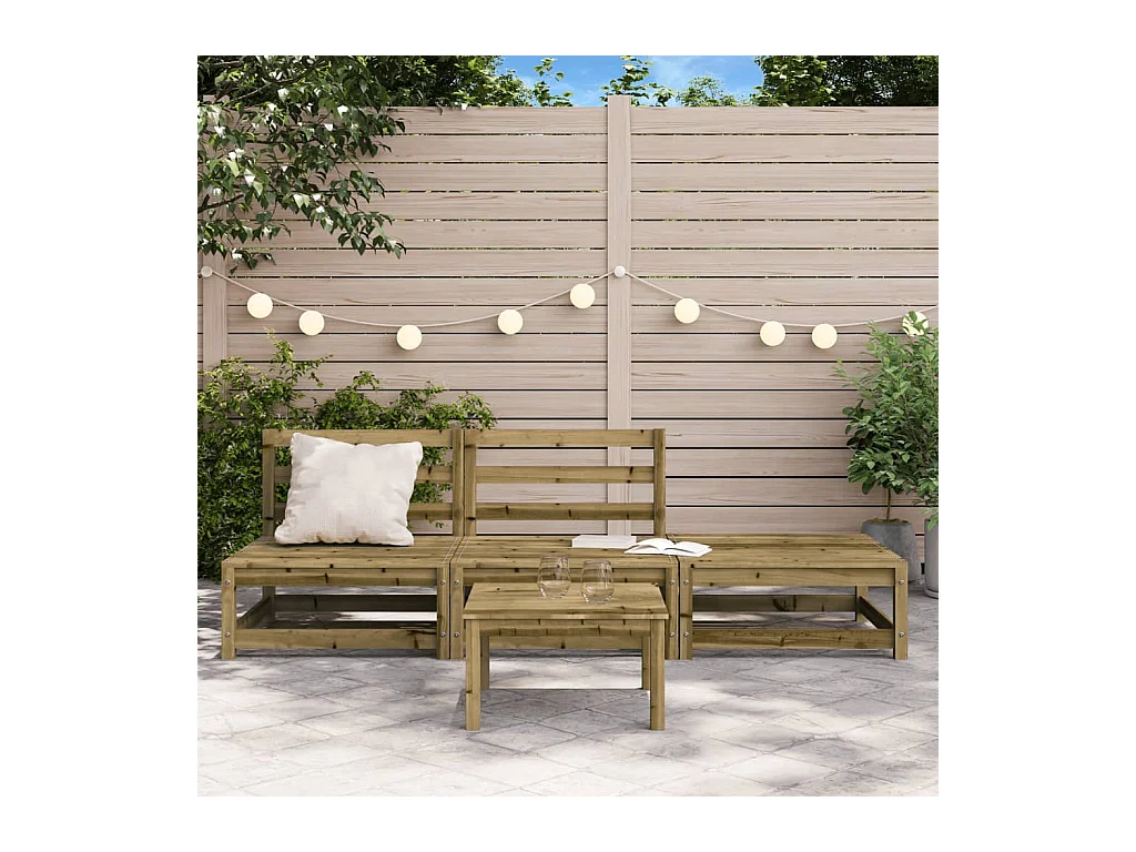 Canapé de jardin sans accoudoirs repose-pieds bois pin imprégné