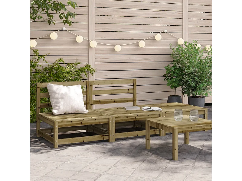 Gartensofa ohne Armlehnen, Fußstütze aus imprägniertem Kiefernholz