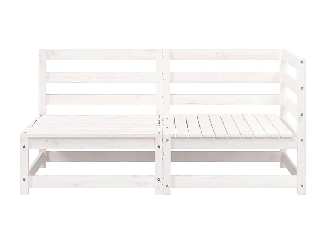 Canapé de jardin 2 places blanc bois de pin massif
