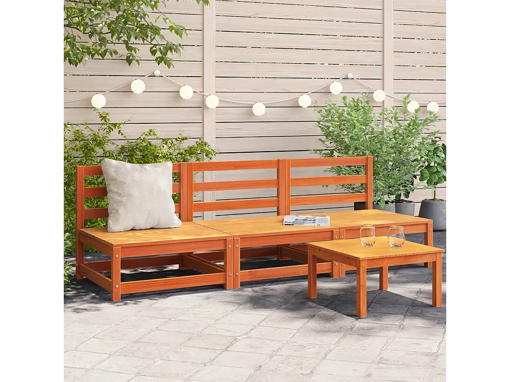 Canapés de jardin cire marron 2 pcs bois de pin massif