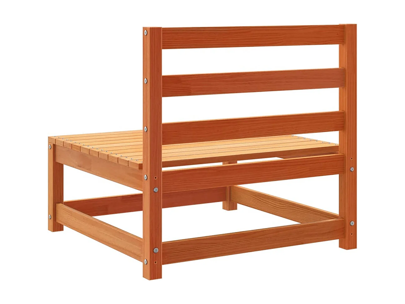 Braune Wachs-Gartensofas, 2 Stück, massives Kiefernholz