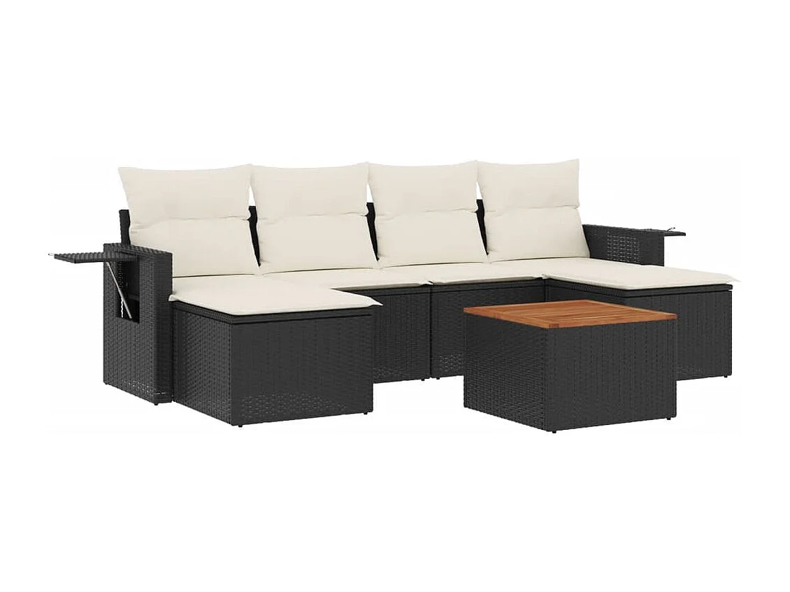 stuks tuinmeubelen met zwart geweven harskussens