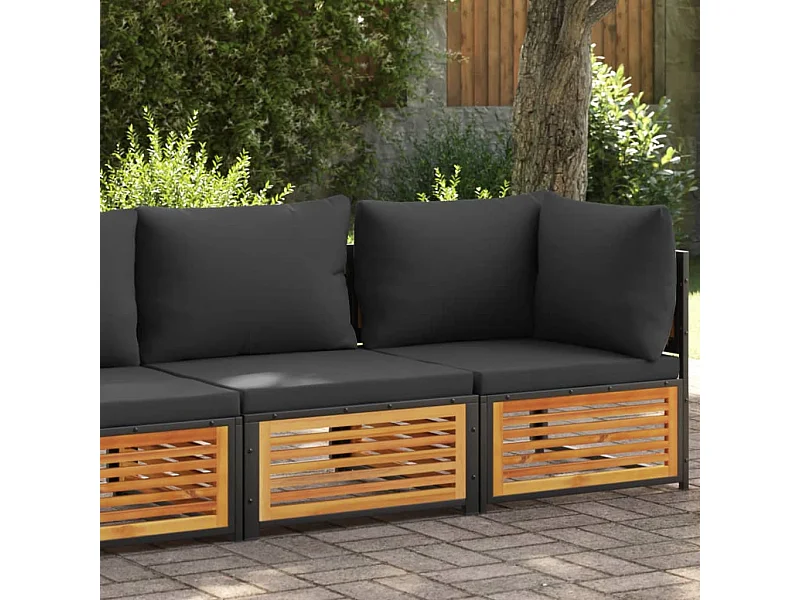 Gartensofa mit 2-Sitzer-Kissen aus massivem Akazienholz