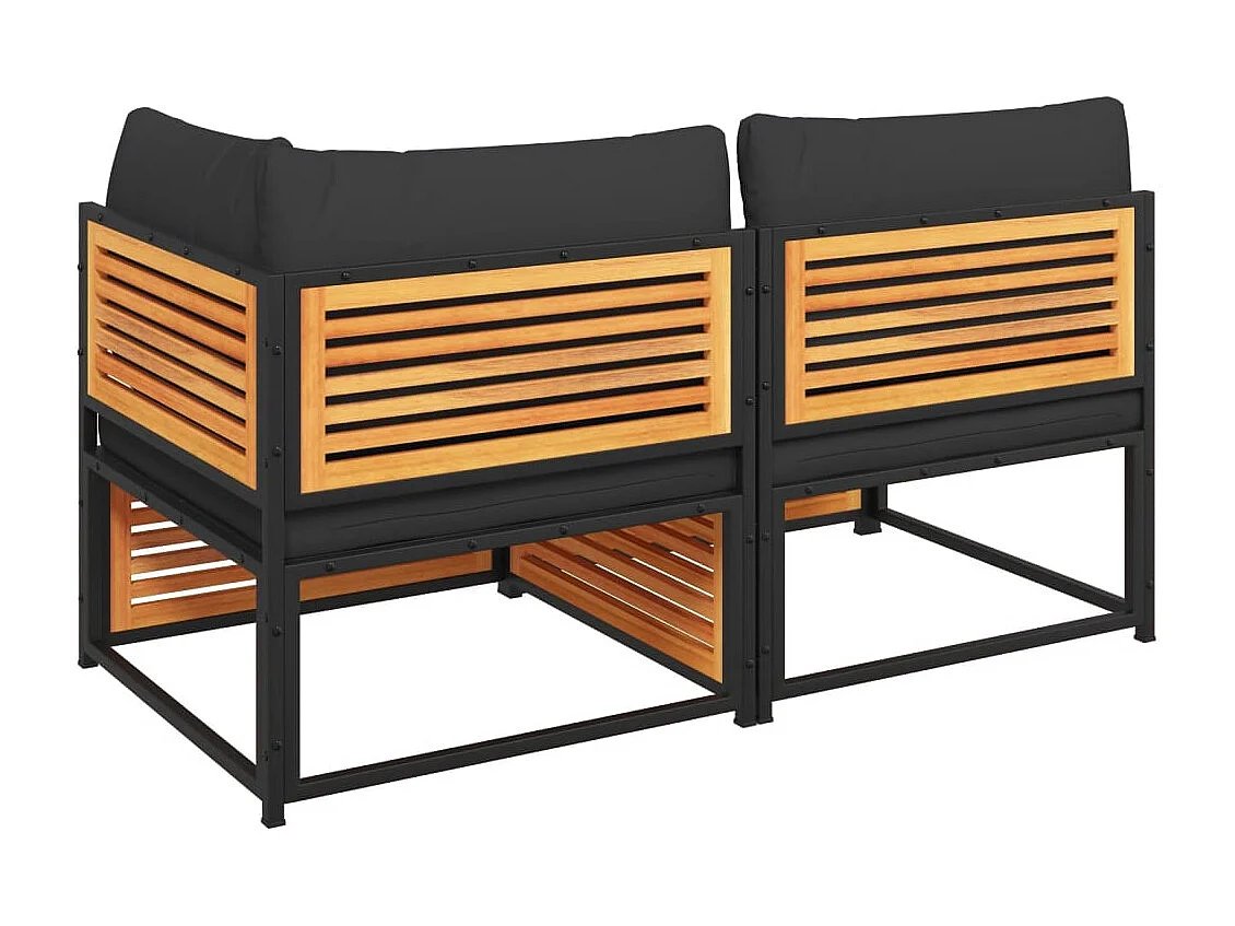 Canapé de jardin avec coussins 2 places bois massif d'acacia