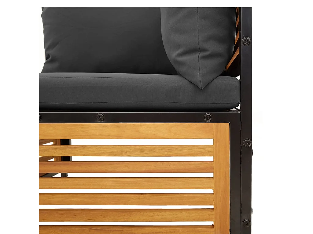 Canapé de jardin avec coussins 2 places bois massif d'acacia