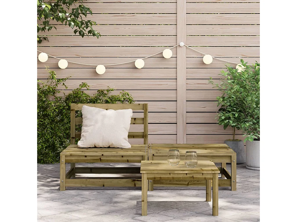 Canapé de jardin sans accoudoirs repose-pieds bois pin imprégné