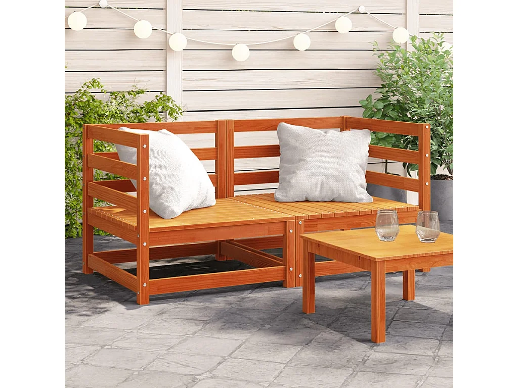 Canapés d'angle de jardin cire marron 2 pcs bois de pin massif