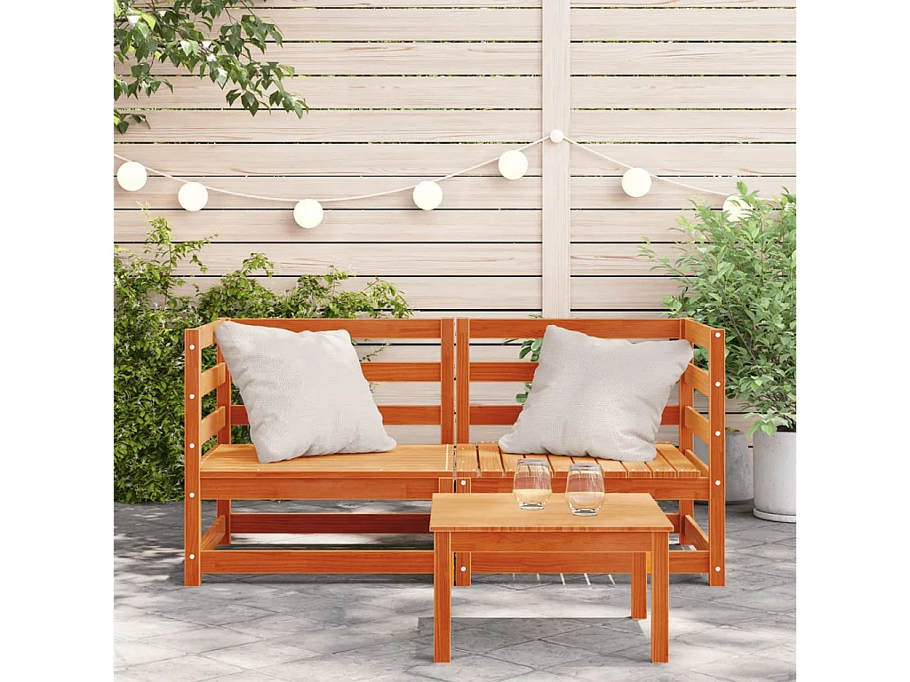 Canapés d'angle de jardin cire marron 2 pcs bois de pin massif