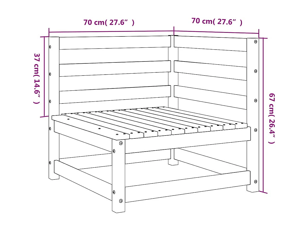 Canapés d'angle de jardin cire marron 2 pcs bois de pin massif