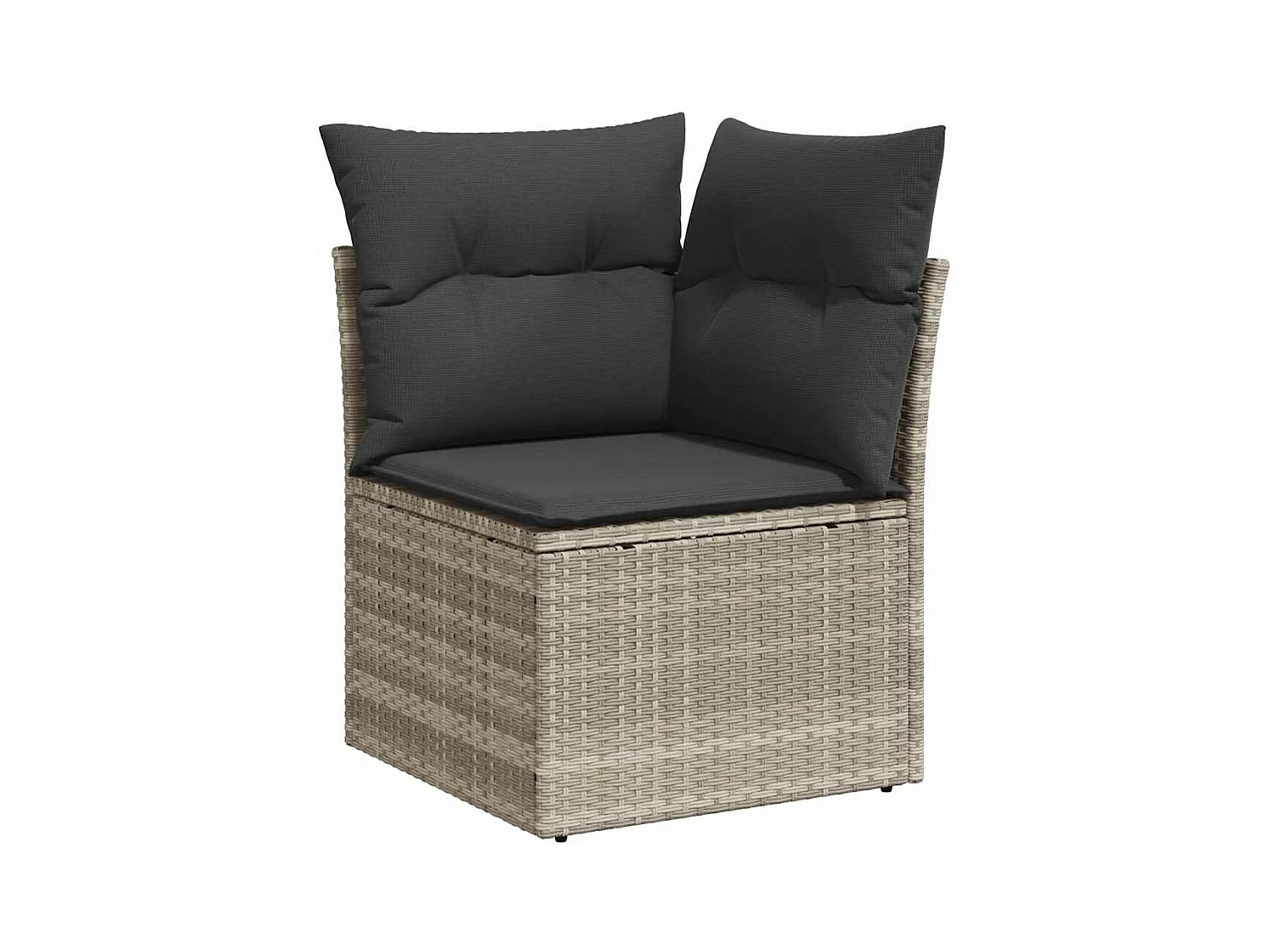 Muebles de jardín de 8 piezas con cojines de resina tejida en gris claro.