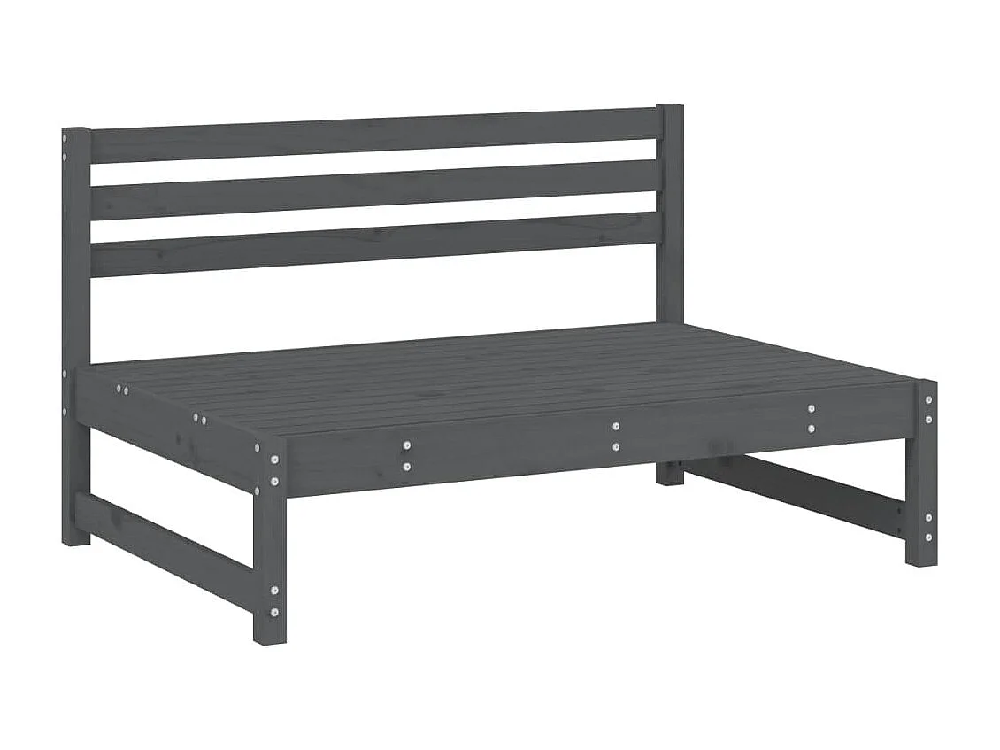 Salon de jardin 2 pcs gris bois massif de pin