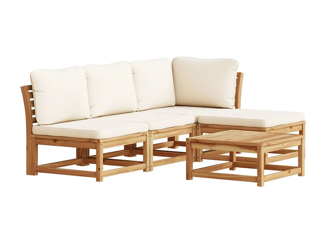 Salon de jardin avec coussins 5 pcs Bois d'acacia solide