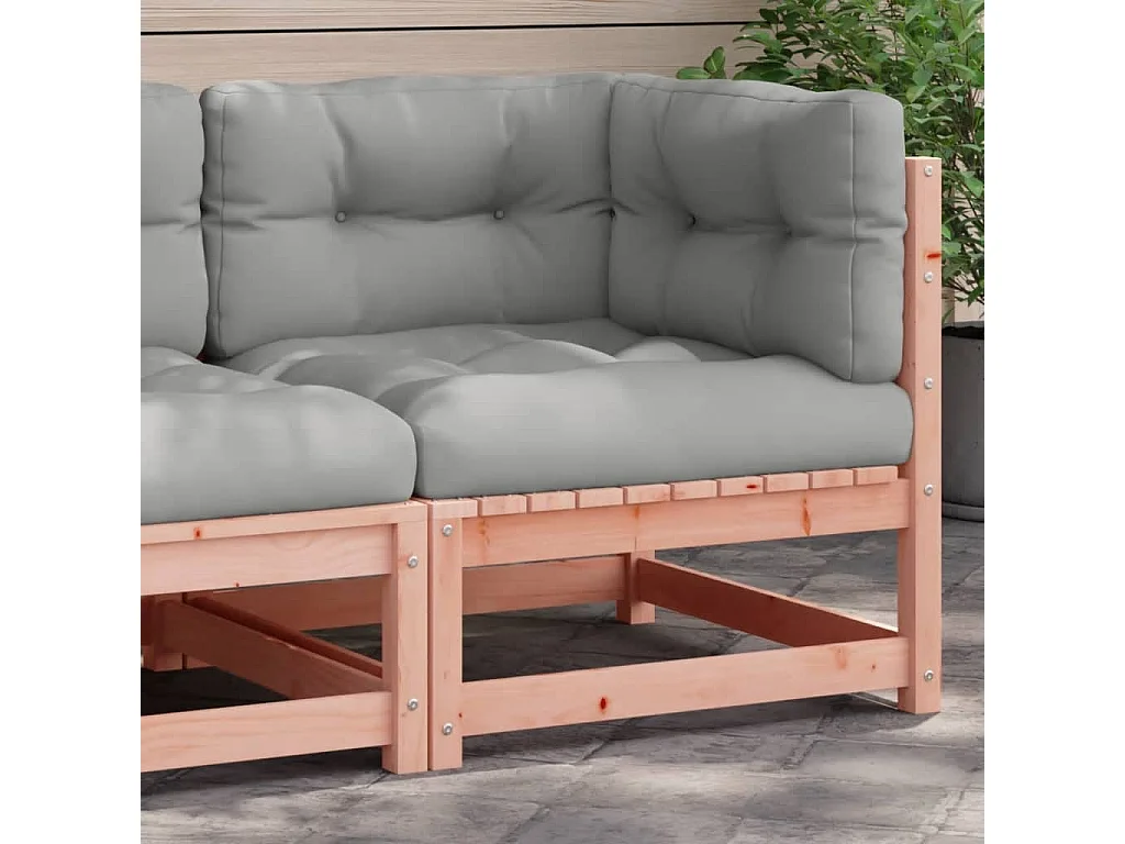 Canapé d'angle de jardin avec coussins bois massif douglas