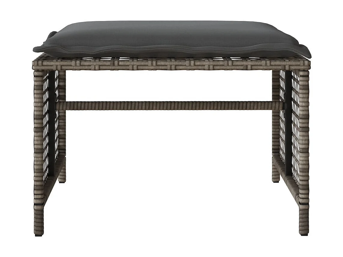 Salon de jardin avec coussins 4 pcs gris résine tressée verre