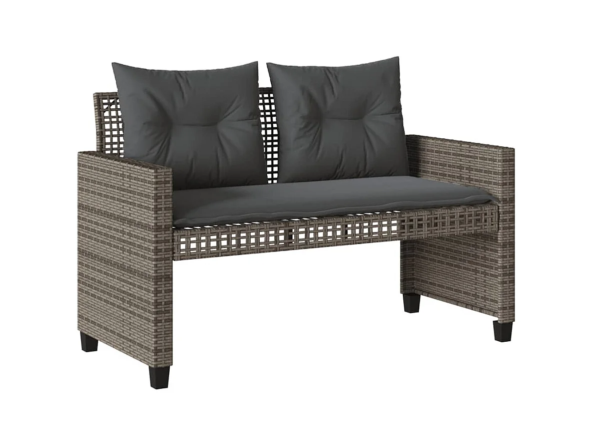 Tuinmeubelen met kussens 4 stuks grijs geweven harsglas