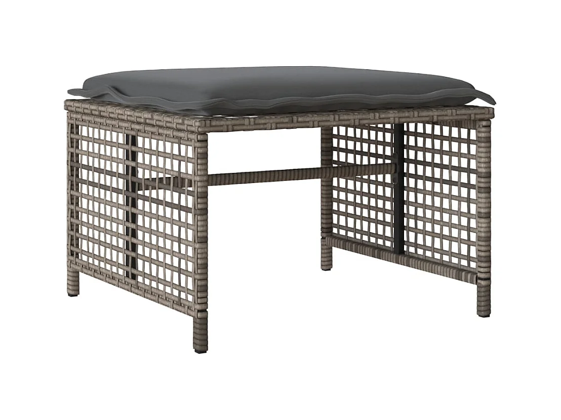 Tuinmeubelen met kussens 4 stuks grijs geweven harsglas