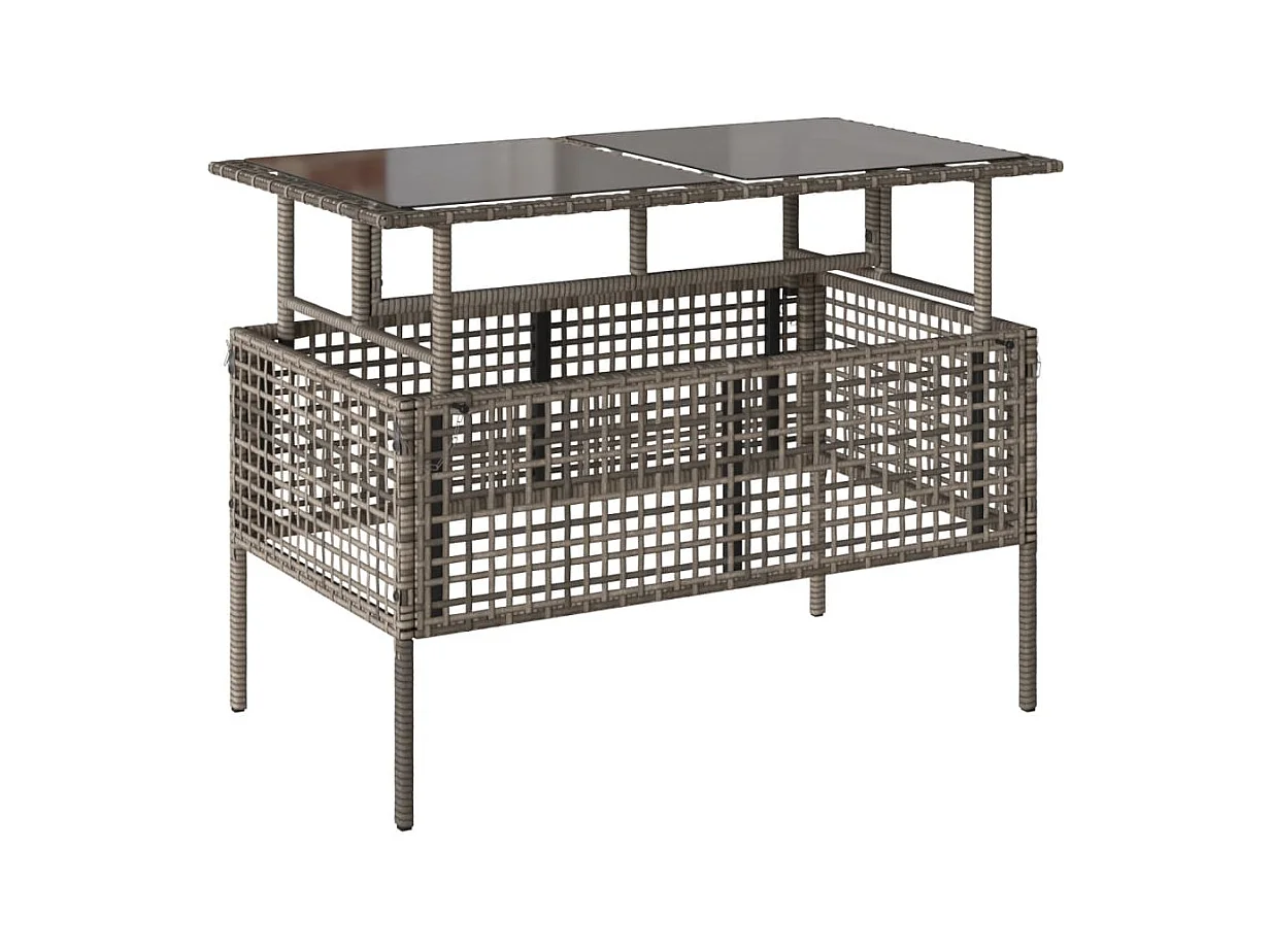 Tuinmeubelen met kussens 4 stuks grijs geweven harsglas