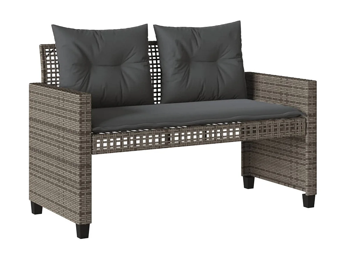 Muebles de jardín con cojines 4 piezas vidrio resina tejido gris