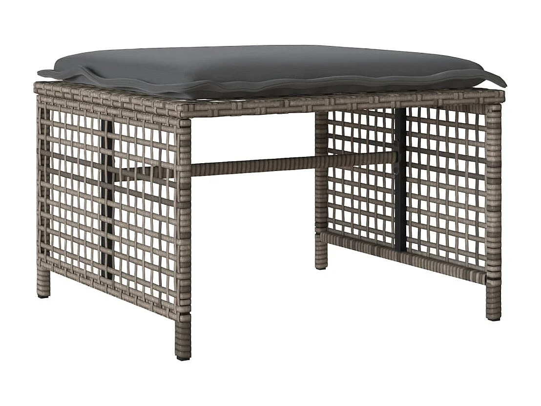 Muebles de jardín con cojines 4 piezas vidrio resina tejido gris