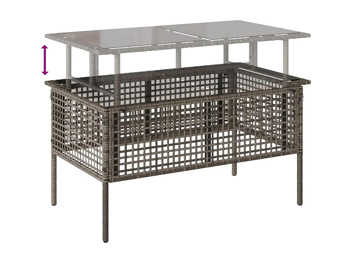 Muebles de jardín con cojines 4 piezas vidrio resina tejido gris