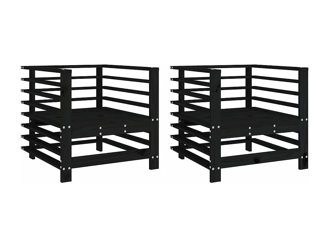 Chaises de jardin lot de 2 noir bois massif de pin
