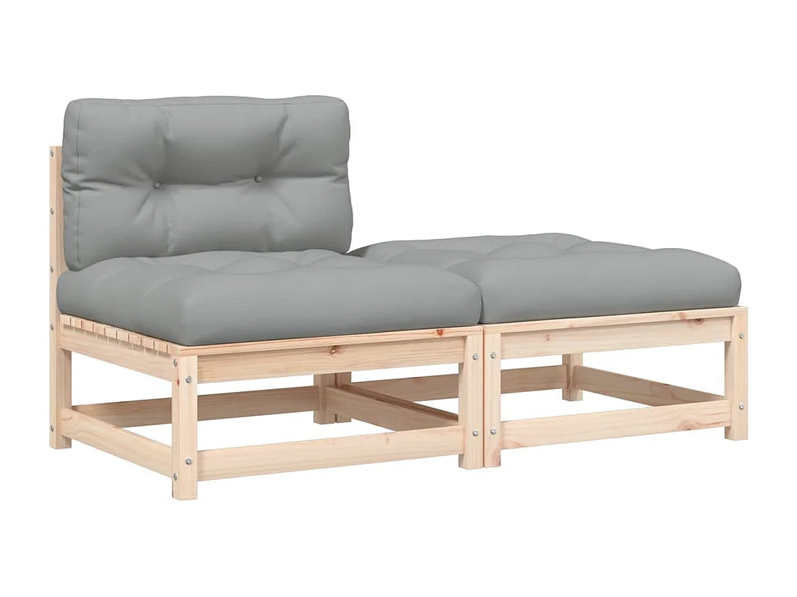 Canapé de jardin sans accoudoirs avec coussins et repose-pieds