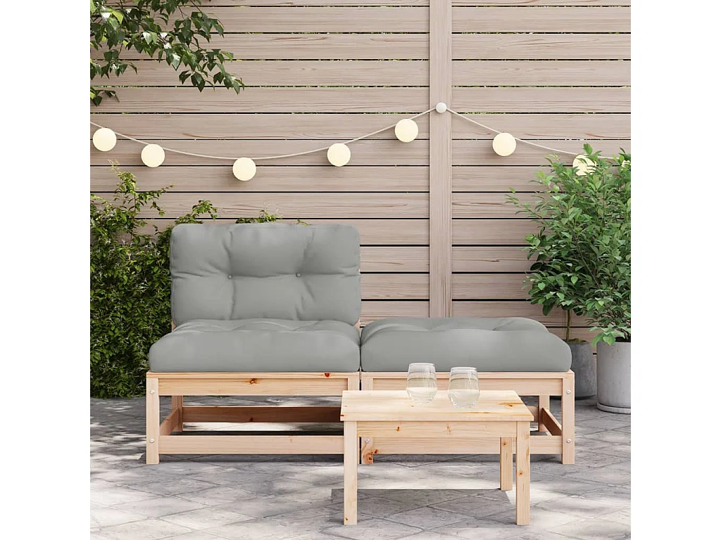 Canapé de jardin sans accoudoirs avec coussins et repose-pieds