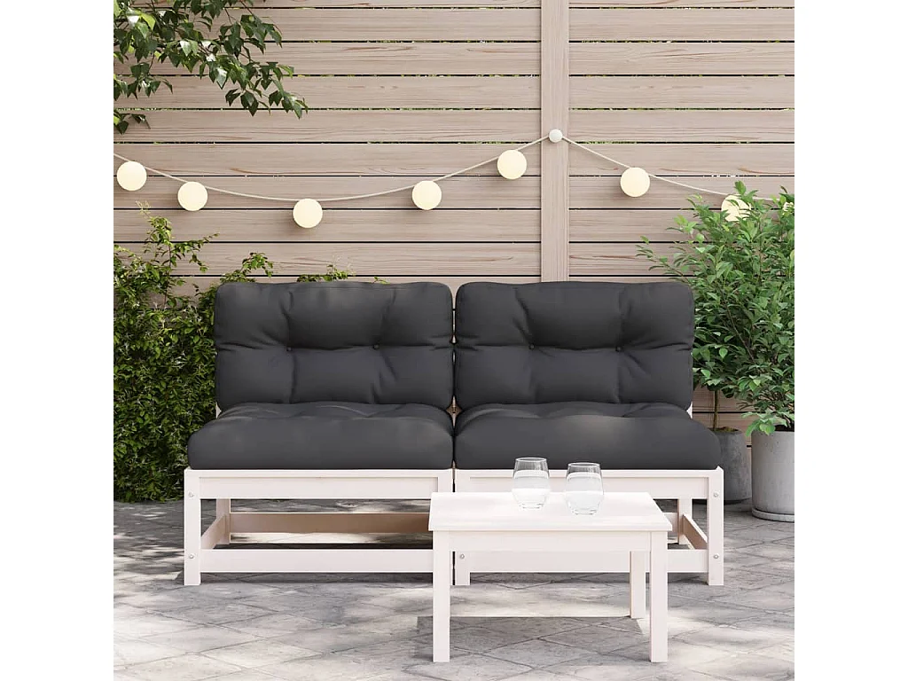 Gartensofas ohne Armlehnen, Kissen 2 Stück aus massivem Kiefernholz