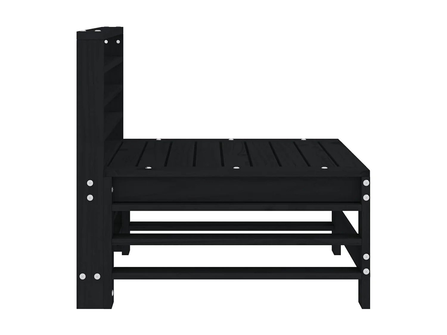 Canapé central de jardin noir bois de pin massif