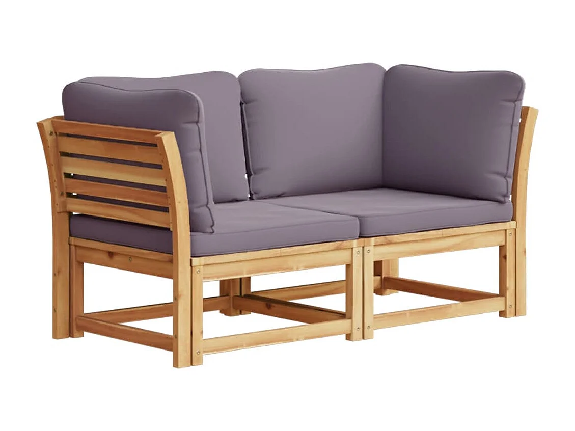 Canapé de jardin avec coussins 2 places bois massif d'acacia