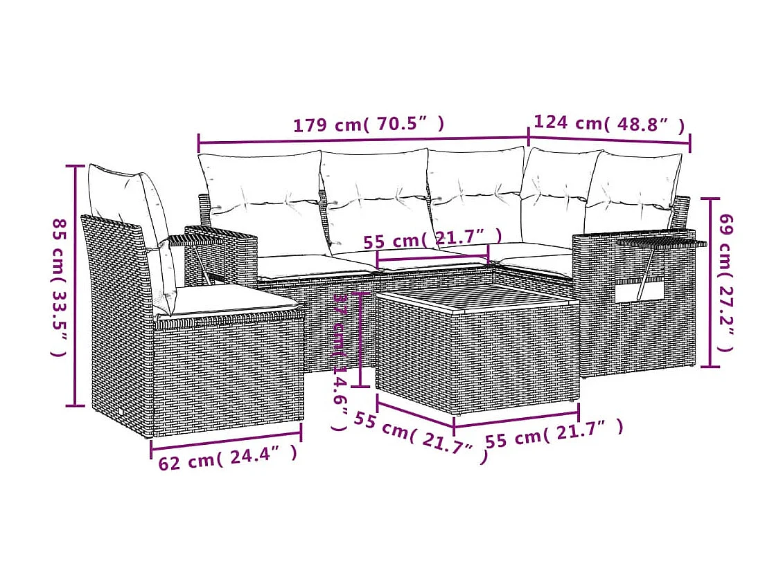 Salon de jardin 3 pcs bois massif douglas