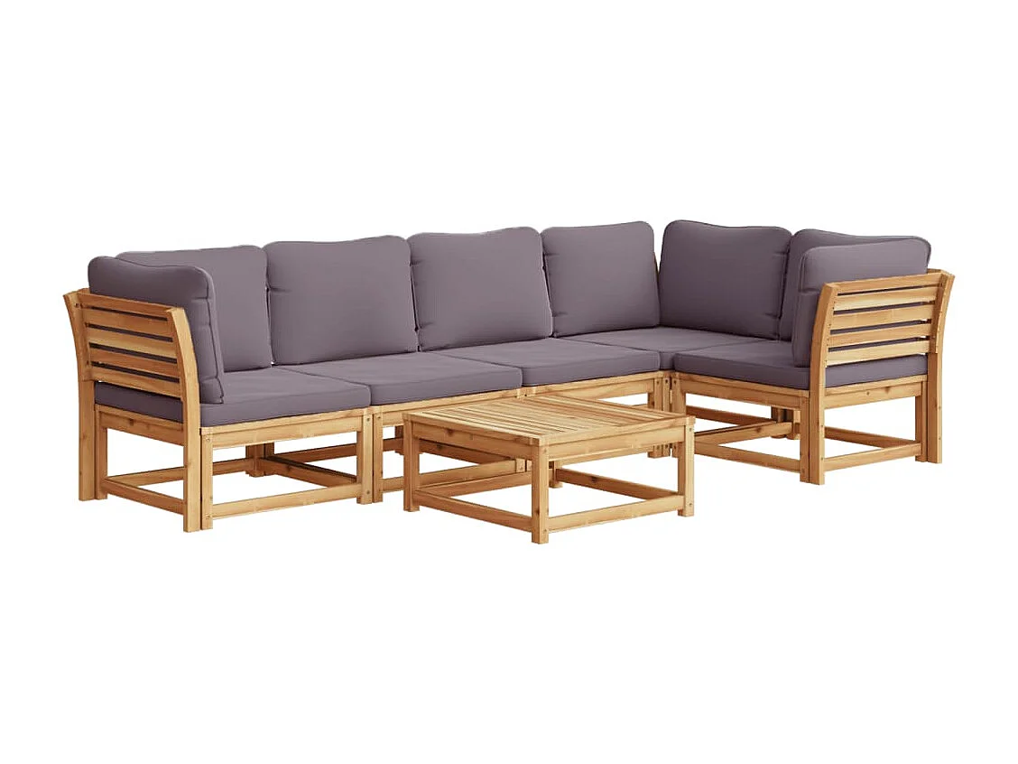 Mobili da giardino 6 pezzi con cuscini in legno massello di acacia