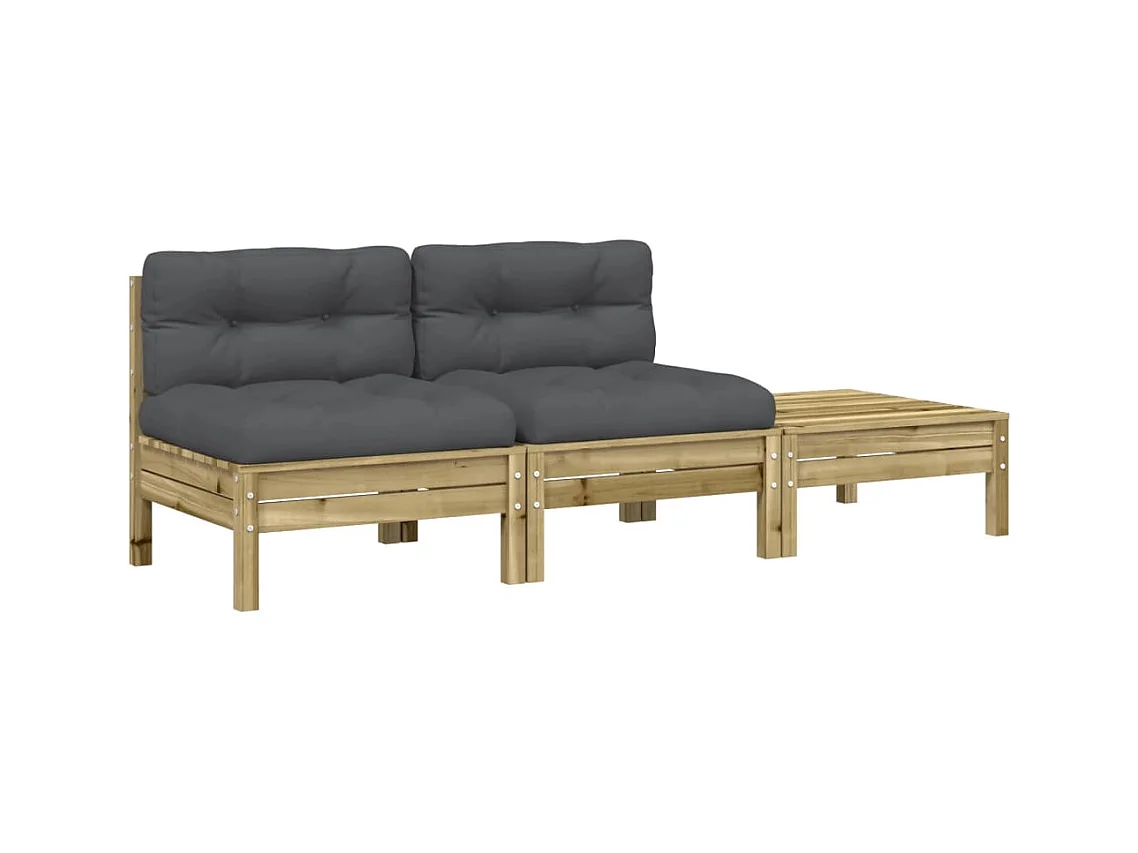 Canapé de jardin avec coussins et repose-pied 2 places