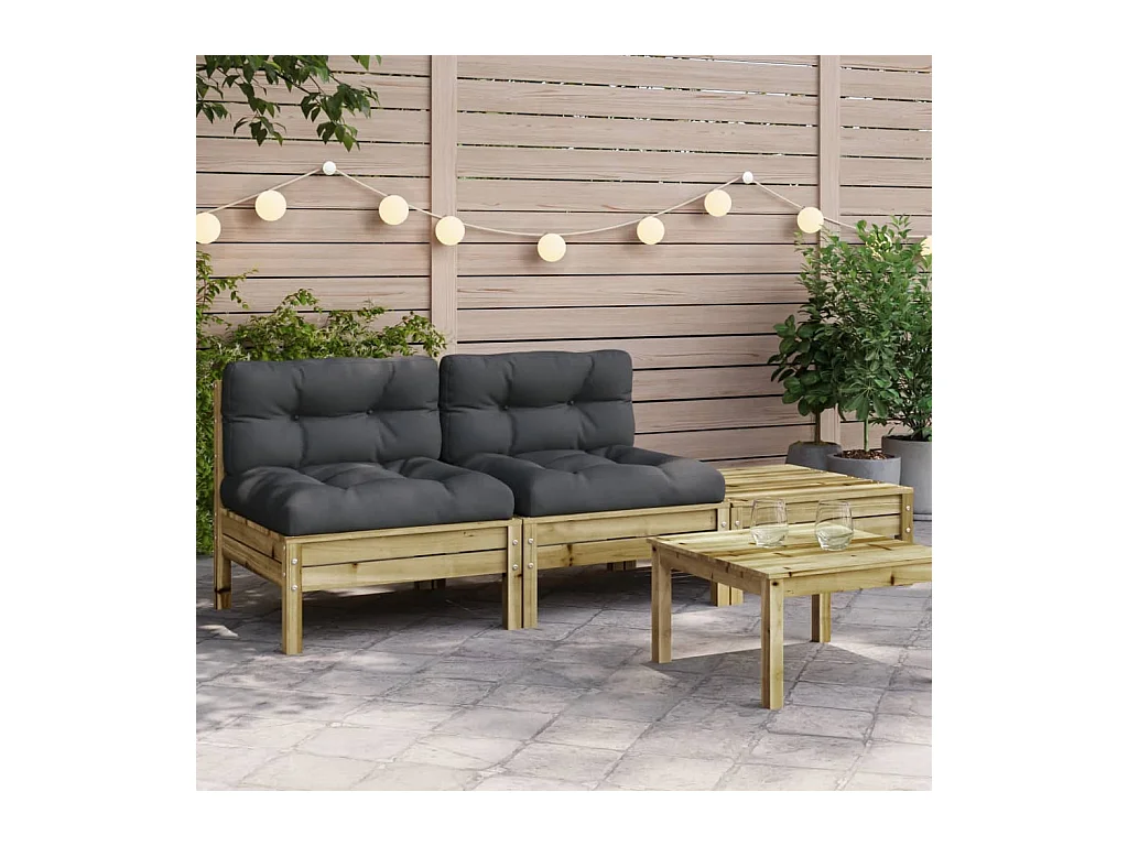 Canapé de jardin avec coussins et repose-pied 2 places