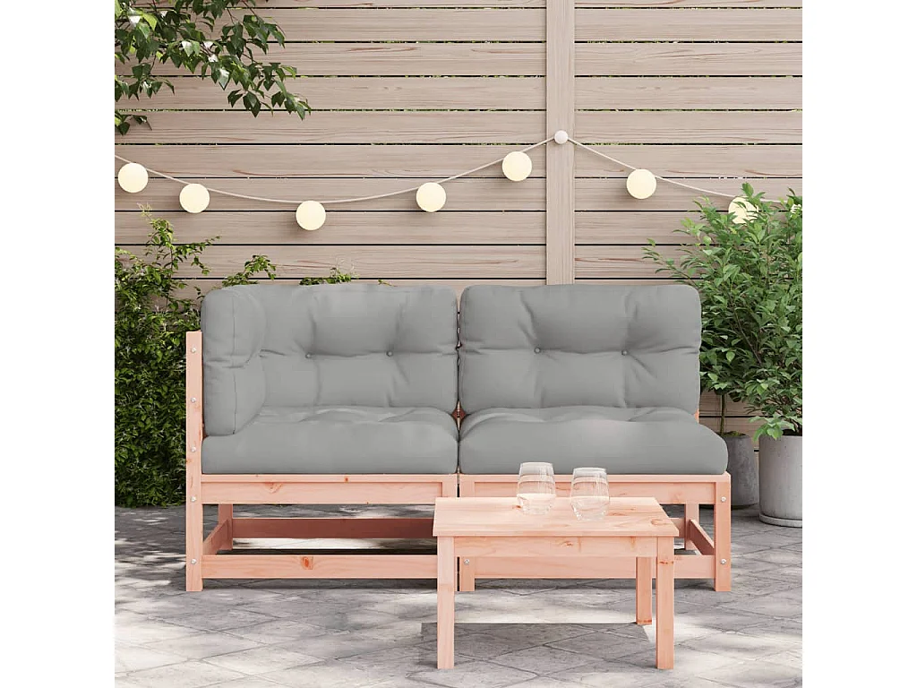 Canapé de jardin avec coussins 2 places bois massif douglas