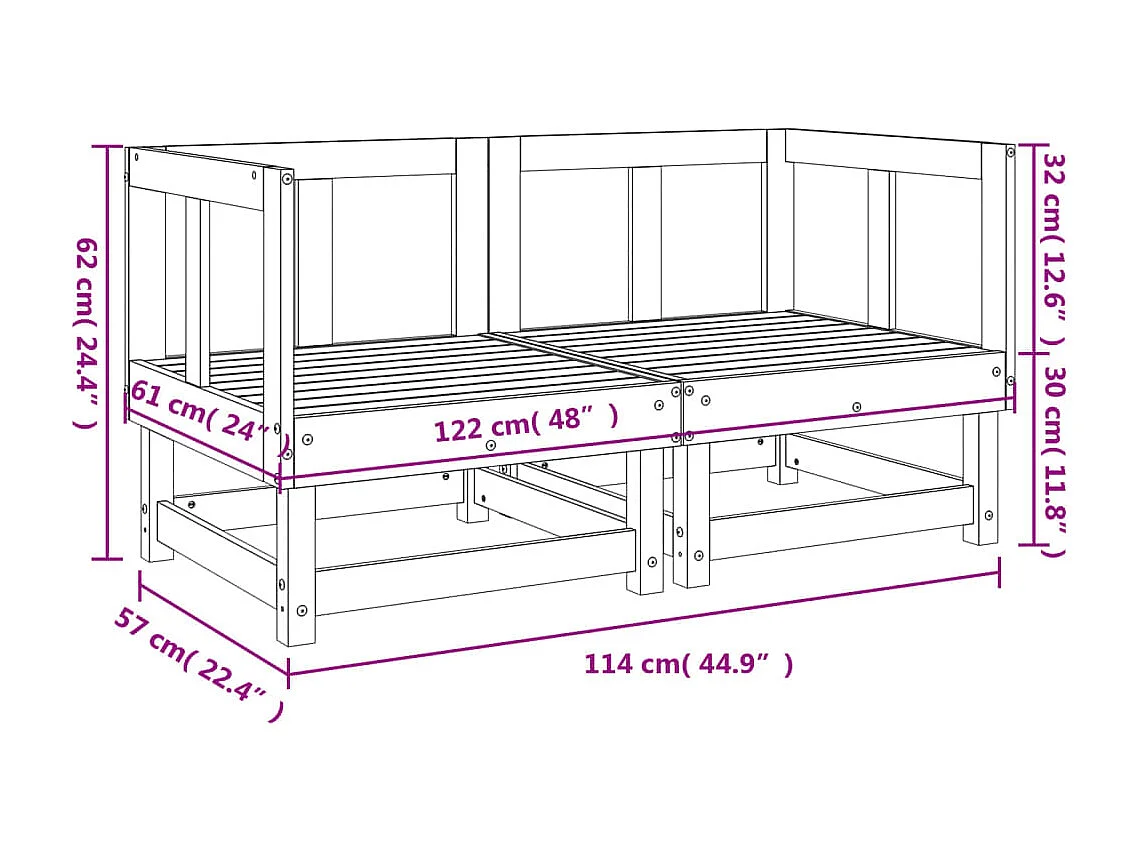 Garten-Ecksofas, 2 Stück, weißes, massives Kiefernholz