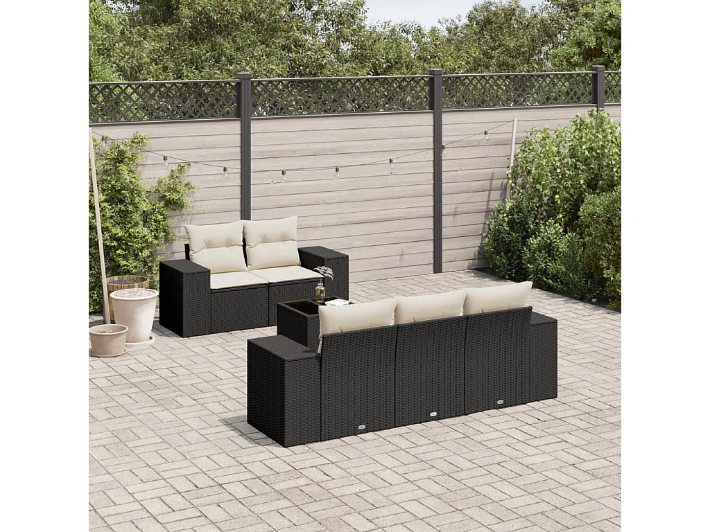 Stück Gartenmöbel mit schwarzen geflochtenen Harzkissen