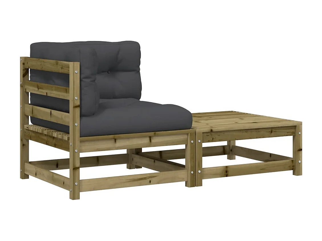 Canapé d'angle de jardin avec coussins et repose-pieds