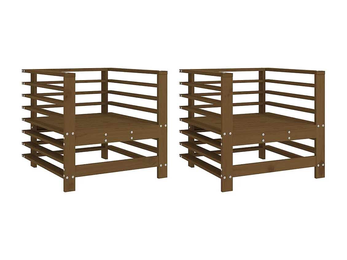 Chaises de jardin lot de 2 marron miel bois massif de pin
