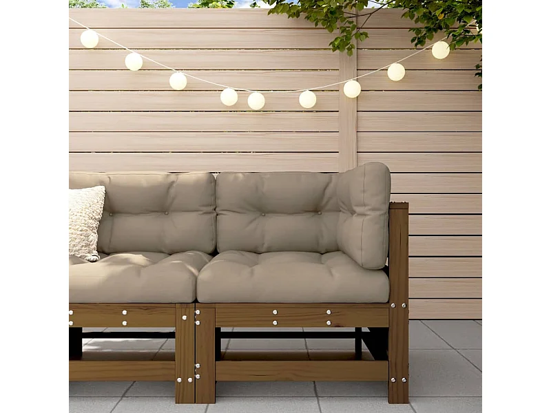 Canapé d'angle de jardin marron miel bois de pin solide