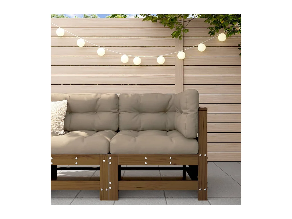 Honigbraunes Garten-Ecksofa aus massivem Kiefernholz