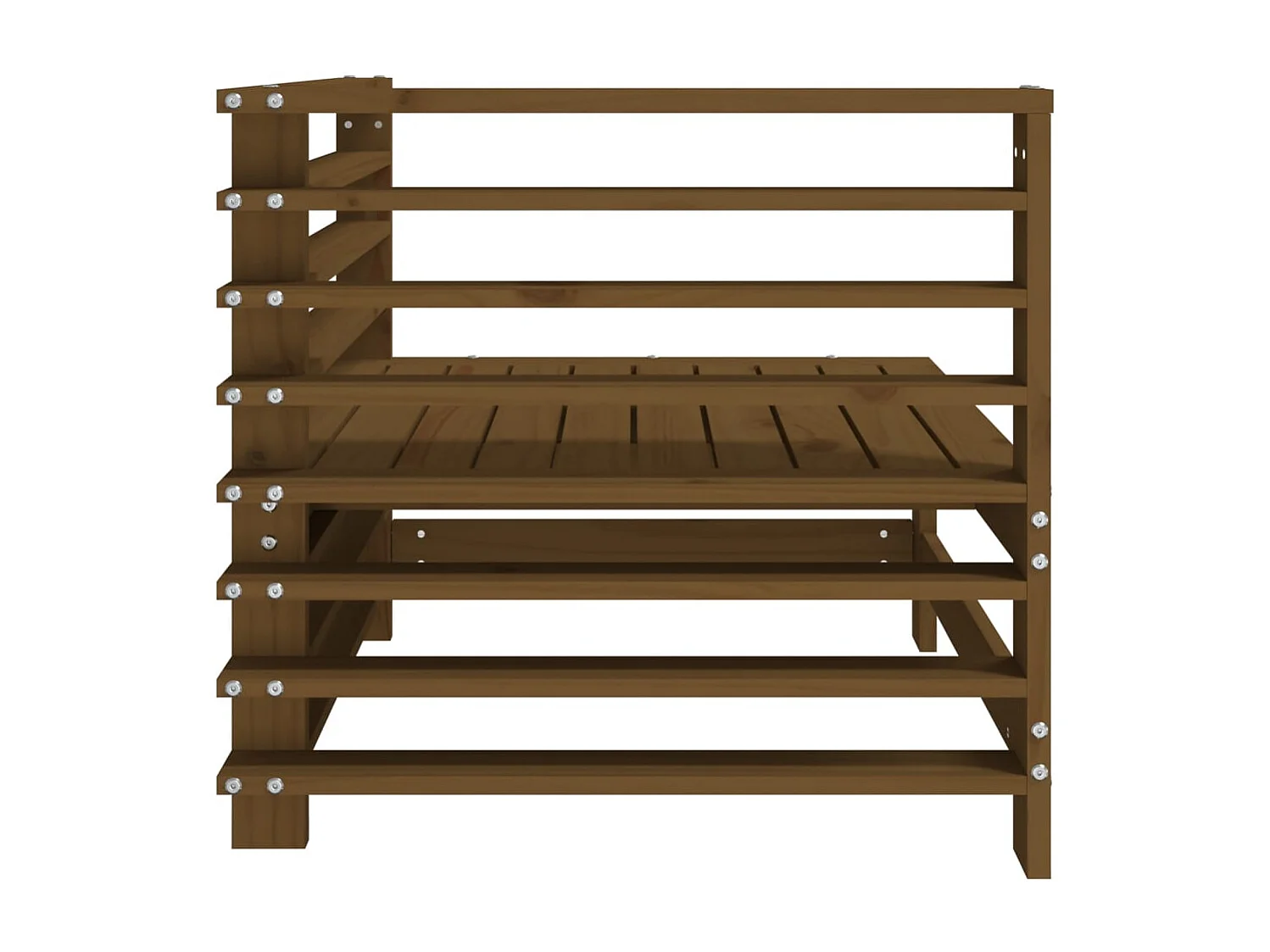 Canapé d'angle de jardin marron miel bois de pin solide