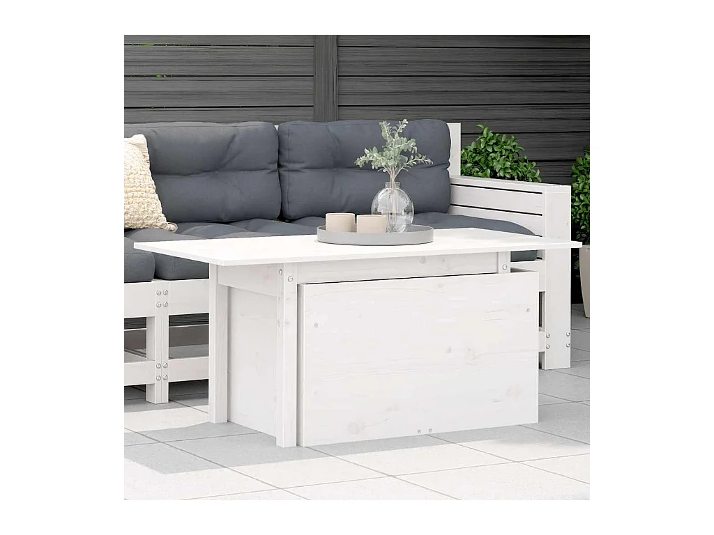 Witte tuintafel 100x50x75 cm massief grenenhout