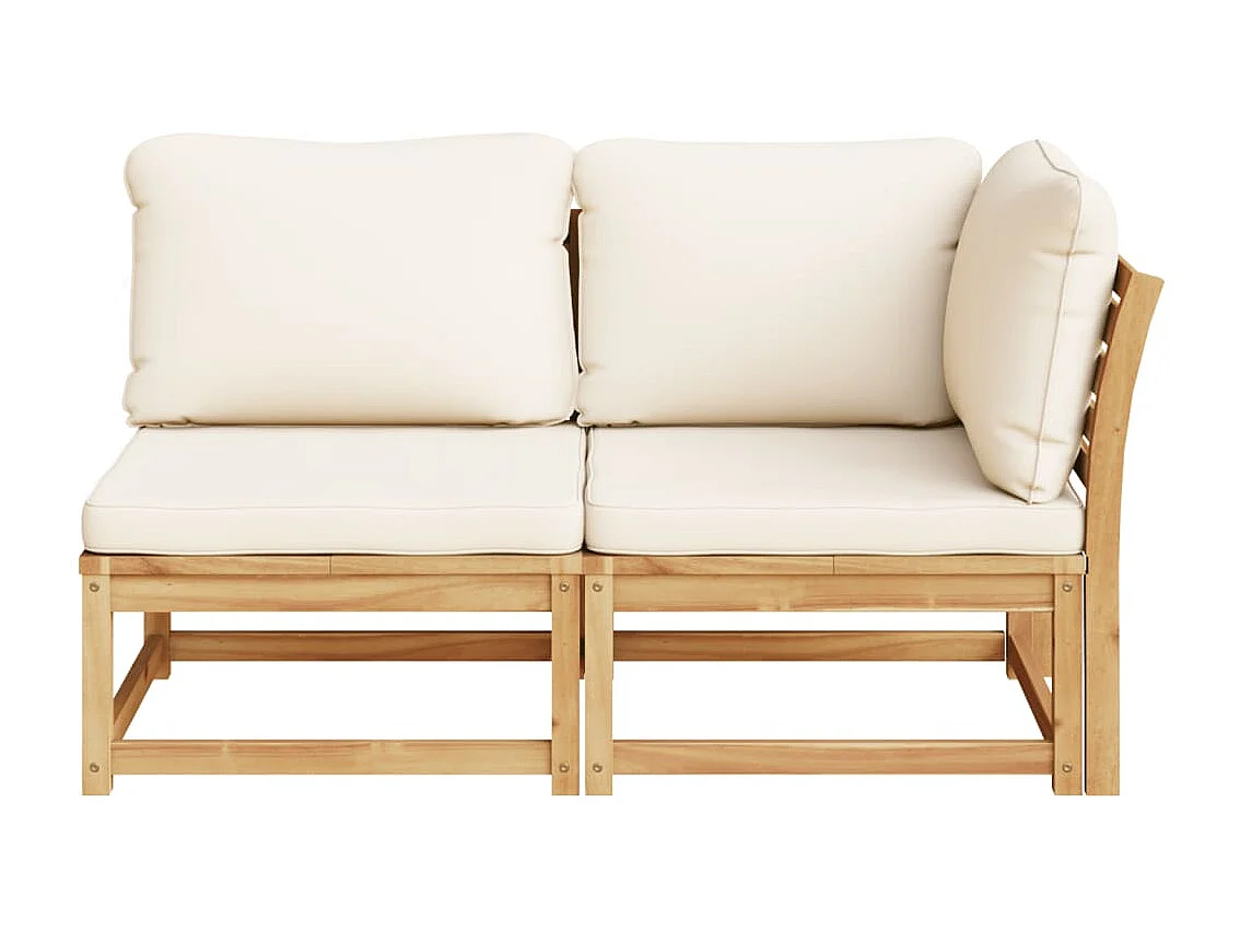 Salon de jardin 2 pcs avec coussins bois massif d'acacia