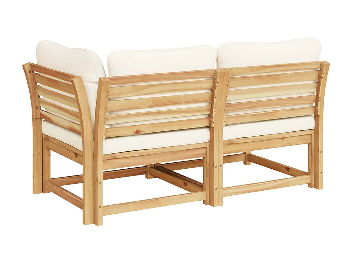 Salon de jardin 2 pcs avec coussins bois massif d'acacia