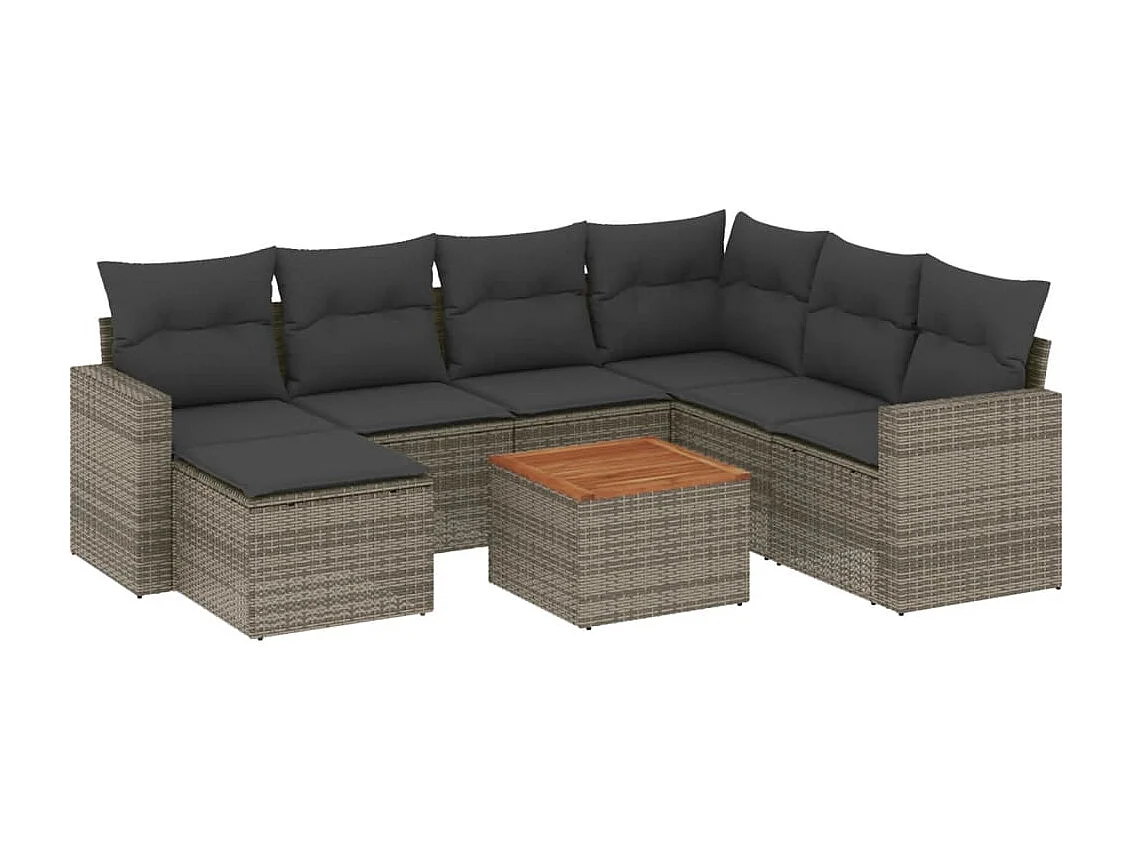 Stück Gartenmöbel mit grauen geflochtenen Harzkissen