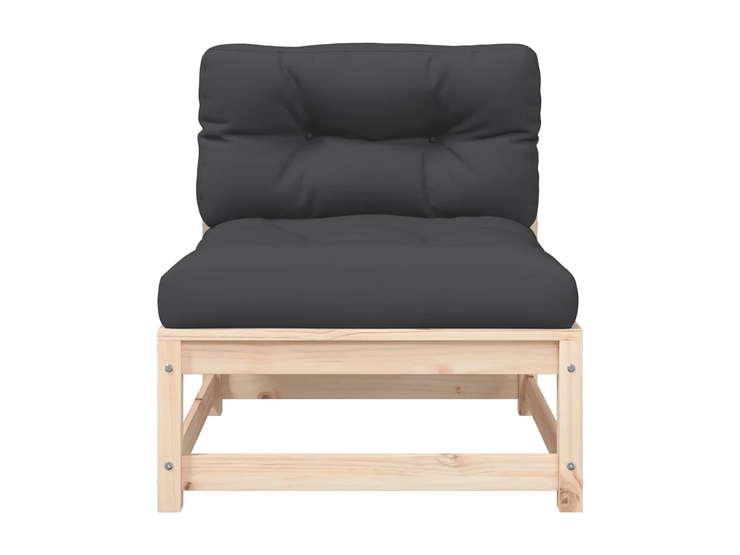 Canapés de jardin sans accoudoirs coussins 2pcs bois massif pin