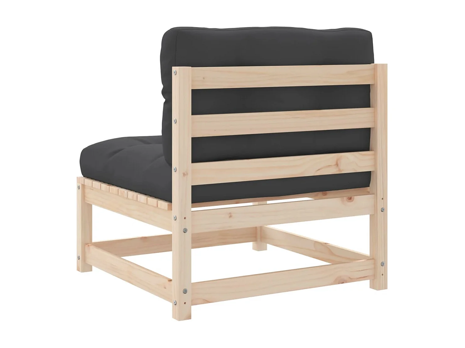 Canapés de jardin sans accoudoirs coussins 2pcs bois massif pin