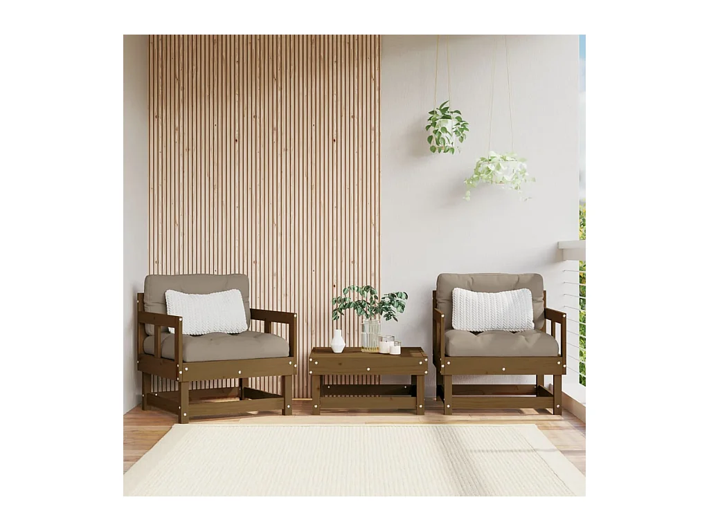Chaises de jardin lot de 2 marron miel bois massif de pin