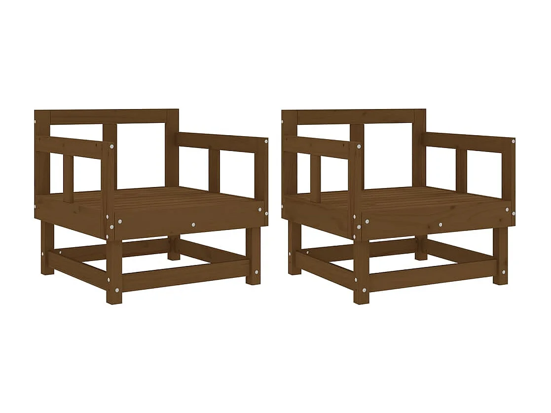 Chaises de jardin lot de 2 marron miel bois massif de pin